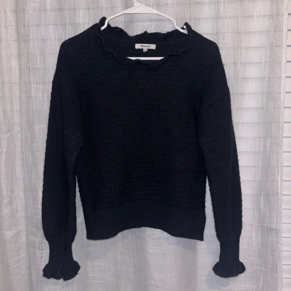 Madewell Ruffle-Neck Pullover Sweater in Cotton-Merino Yarn - Picture 2 of 5